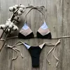 Mulheres Swimwear Womens Splicing Backless Bandage Sexy Bikini 2021 Swimsuit Mulheres Set Push Up Nadada Terno