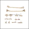 Stud JewelStud Luokey Women Star Heart Oku kolczyki z dhinestone dziewczęta Rainbow Color Crystal Ear Studs BIJOUX Układanie Masowe biżuteria D.