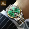 OLEVS Mechanical Men Watches Automático Aço Inoxidável Data à prova d'água Data Fashion Clássico Relógios de Pulso 6607 210804