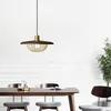 Modernt trä E27 Pendant Lights Simple Cage Form Hanging Lamp Fixture Restaurang Heminredning Ljus Kökbelysning