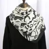 Designer black and white camellia cotton and linen shawl fashionable ladies scarf gift square8677576