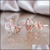 Stud Earrings sieraden S536 Europa Fashion Womens Butterfly Crystal Rhinstone Cute Drop Delivery 2021 Nqvty