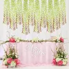 装飾的な花の花輪の品質6個の人工的なぶら下がっているブドウの緑の緑の柳はジャングルパーティーを持つ籐の枝編み細かい葉