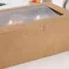 Caixas de cupcake de janelas transparentes brancas de papel marrom branco caixa de embalagem caixa de presente caixa de presente