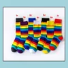 Socks Baby & Kids Clothing Baby, Maternity Colorf Striped Rainbow Women Fun Crazy Cotton Novelty Mticolor Art Fashion Girls Casual Pair Crew