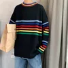 Męskie swetry Rainbow w paski Sweatek męski chłopcy Koreańscy jesienni Studenci Ins Port Wind Małe świeże trendów mężczyzn