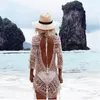 Casual Suknie Damskie Seksowne Hollow Hook Kwiat Koronki Plażowa Dress Bikini Cover Up Summer Strój kąpielowy Crochet Swimwear