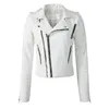 Femmes Mode Manteau en cuir Vêtements d'extérieur Printemps Automne Dames Slim Turndown Down Zipper Biker Moto Faux Veste en cuir 210908