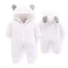 Automne Hiver Infantile Vêtements Épais Fluff Bébé Barboteuses Pour Filles Combinaison né En Peluche Barboteuse costume pour sortir 210816