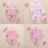 Born bébé fille vêtements automne coton dentelle princesse Style combinaison 03 mois infantile barboteuse avec chaussettes bandeau ropa bebe 2201058383559