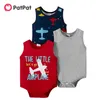 Summer 3pcs Baby Boy school Vehicle Rompers for 0-24M Sleeveless 100%Cotton Bodysuits Clothes 210528