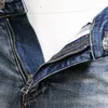 Mäns jeans patch stretch man bomull cowboy byxor rip effekt mager fit ben skada denim