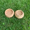 12 pcs / Lot Wood Smoking Herb Grinder 53MM 2 Layers Metal Tobacco Herb Grinder Handle Muller Shredder Wood Spice Crusher With Display Box