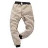 Pantalones de invierno para hombre Casual Plus Joggers de terciopelo Espesar Hombres Pantalones de chándal a rayas Slim Fit Warm Fleece Pantalones Hombres Pantalón 210603