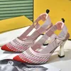 Sandali firmati da donna con tacco alto, fibbia in metallo, scarpe da ufficio da donna sexy con scatola