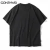 Gonthwid t-tröjor Streetwear Star Heart Distressed Ripped Förstörda hål Kortärmad Tshirts Män Hip Hop Punk Rock Gothic Tops C0315
