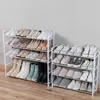 4/5 Tiers Steel Pipe Dustproof Shoe Rack Storage Organizer Easy Installation Shoes Space-saving Stand Cabinet Shelf 20 Pairs 210705