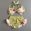 0-24m Lovely Toddler Baby Girl Bikini Badkläder Liten Ruffles Blöja Spädbarn Baby Romper Polka Dots Baddräkt 210529