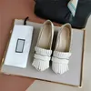 Sandaler Luxury Designer Ladies High Heels Summer Fashion Sexig Tassel Thick Heel Loafers Leather Mules