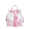 Mulheres transparentes PVC Bag Jelly Mochilas Buckles String Student Backpack Girls Moda Moda Rosa Bolsas Escolares Verdes