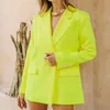 Lâche décontracté Chic néon jaune Blazers pour femmes mode tout-match manteaux tempérament bureau montre de sport femme printemps 210525