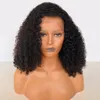 360 Lace Frontal Wig Naturlig Svart Färg Kinky Curly Short Bob Simulaiton Mänskliga Hår Parykor För Kvinnor Syntetisk