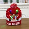 Winter Led Knitted Hats Designer Warm Pom Beanie With Moose Snowman Santa Claus Christmas Tree Jacquard Weave Gorro For Adults Mens Womens Children Head wearm