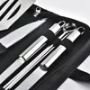 9pcs / Set outils de barbecue en acier inoxydable ustensiles de barbecue en plein air avec des sacs Oxford Kit de couteau de brosse de pince de gril en acier inoxydable XDH1146