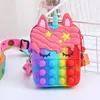 Mignon licorne Push bulle portefeuille sac à main décompression jouet fête faveur mignon silicone enfants enfants filles cadeau bandoulière bulles dessin animé sacs à main