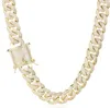 Miami Cuban Link Chains 12mm hip hop full diamond rhinestone Cuban Necklace plated with 14K Gold