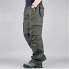 Mode militär stil mens lastbyxor casual stora fickor taktiska militära pants våren manliga bomull armé byxor män