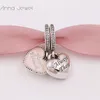 Ciondoli per creazione di gioielli Pandora Braccialetti dell'amicizia in argento 925 Bracciale rigido da donna Collana con ciondolo a forma di cuore Collana per coppie Regalo di anniversario a lunga distanza 791950CZ