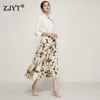 Traje de dos piezas de pasarela de moda de primavera para mujer, camisa blanca y falda con estampado Floral, traje de oficina para mujer, vacaciones, Twinset informal 210601