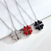 Japan and South Korea Fashion Diamond Inlaid Clover Necklace Double-sided Folding Clavicle Chain Net Red