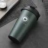 Tazza da caffè Thermos Tazza da viaggio isolata sotto vuoto a doppia parete Tazza da vuoto in acciaio inossidabile Tazza da caffè con coperchio e manico 210913