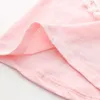 Одежда для девочек Лето 2-10 лет Дети Хлопок Белый Розовый Сплошной Цвет V Кисточки Лоскутное Короткая Рукав О-Шея футболка 210529