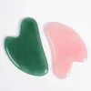 2 PC Zestaw Jade Walcowe Gua Sha Skrobak Naturalny Kryształ Rose Kwarc Rolki Masaż Neck Eye Body Beauty Health Care Tool