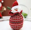 Knitted Christmas Decorations Gift Wrap Xmas Drawstring Party Favor pouches Candy Treats Apple Fruit Packaging Santa Snowman Reindeer Pattern