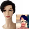 Short Human Hair Pixie Cut Wigs Side Bangs Lace front for Black Women Hairstyles Haircuts Wig