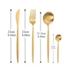 Lingeafey Matte Golden Cutlery Set 24Pcs Forks Knives Spoons Stainless Steel Home Kitchen Tableware Dinnerware 210928