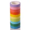 Färg Rolls Papper Maskering Tapes Rainbow Färger Sticky Adhesive DIY Craft Dekor Washi Tape Stickers Scrapbooking 2016