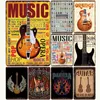 Tops MUSIC GUITAR Metal Sign Bar Wall Wall Decoration Tin Sign Vintage Metal Painting Home Decor Paintings Plaques Plate Arts Poster