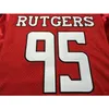 001 Rutgers Scarlet Knight Justin Davidovicz #95, echtes College-Trikot mit Vollstickerei, Größe S-4XL, oder individuelles Trikot mit beliebigem Namen oder Nummer