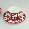 Speiseteller aus Knochenporzellan, spanisches rotes Gitter, Kunstdesign, Teller, Geschirr-Sets 211012