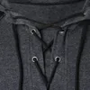 Mannen hoodie plus size punk pu lederen lange mouw lace up zwart blauw streetwear gothic casual hooded sweatshirt veer tops 201113