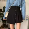 WERUERUYU Women Autumn And Winter Fashion high waist pleated irregular skirt Wind skirt Female Mini Skirts Short Under 210608