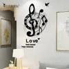 Notas musicais Art Creative Large Wall Relógio Modern Design 3D Relógios acrílicos de moda assistir sala de estar Decoração de casa Frete grátis 210310