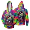 Halloween Fashion Psychedelic Men Hoodies Tie-dye Jack Skellington 3D Printed Hoodie/Zip Hoodie Unisex streetwear 201020