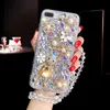 Luksusowe Bling Shiny Diamond Little Bear Cases Handmade Crystal Sparkle Shockproof Protecive Cover dla iPhone 13 12 11 Pro Max 8 Samsung S20 Fe S21 Ultra A12 A42 5G A21S