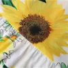 Bebê / Criança Girl Sunflower Imprimir Bowknot vestido sem mangas 210528